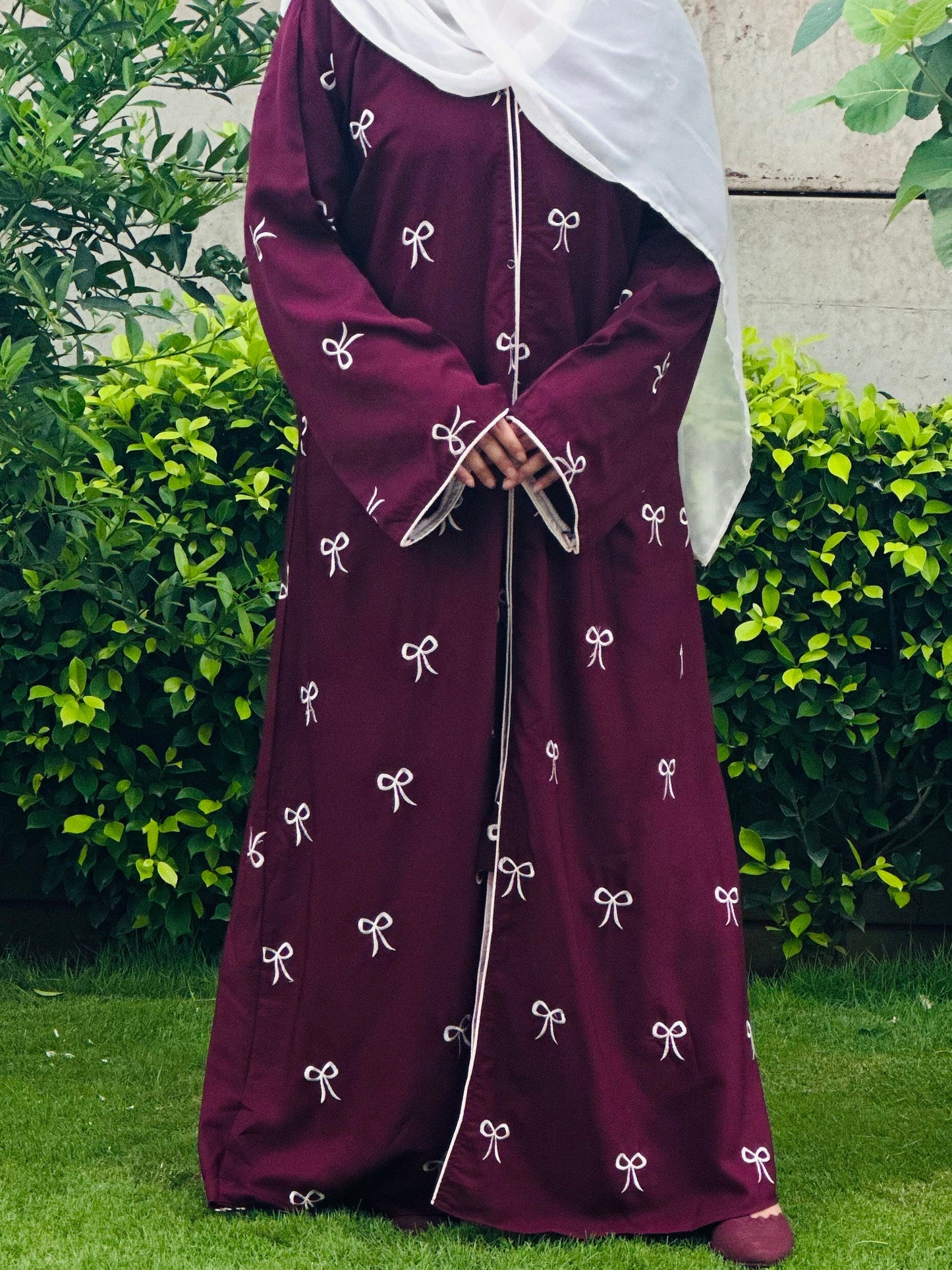 Magenta Bow Abaya